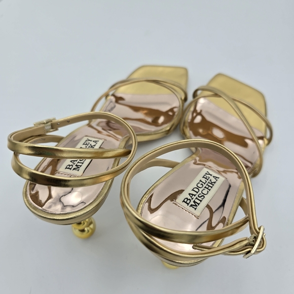 Badgley Mischka Callie Beaded Heel Sandals, Gold, Women's 7.5 - Picture 9 of 16